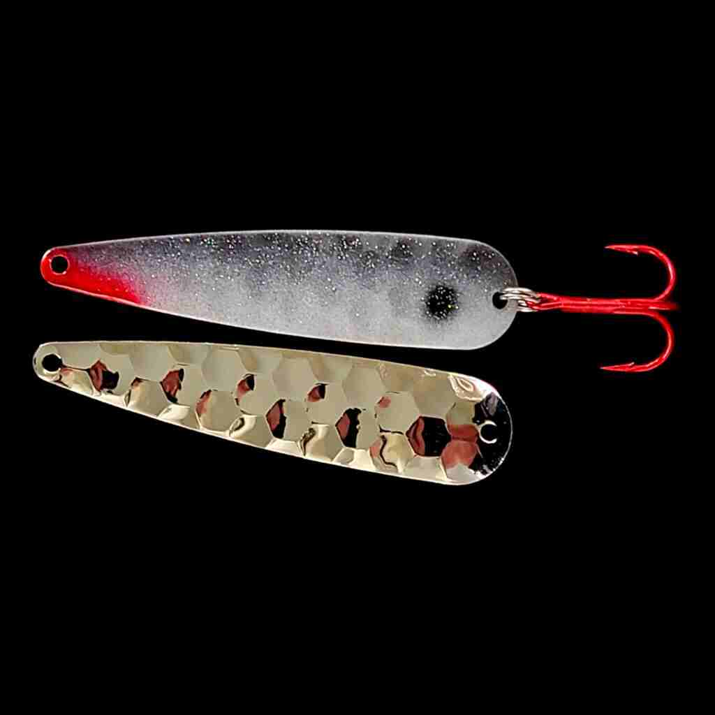 Shad Trolling Flutter Spoon with nickel back.