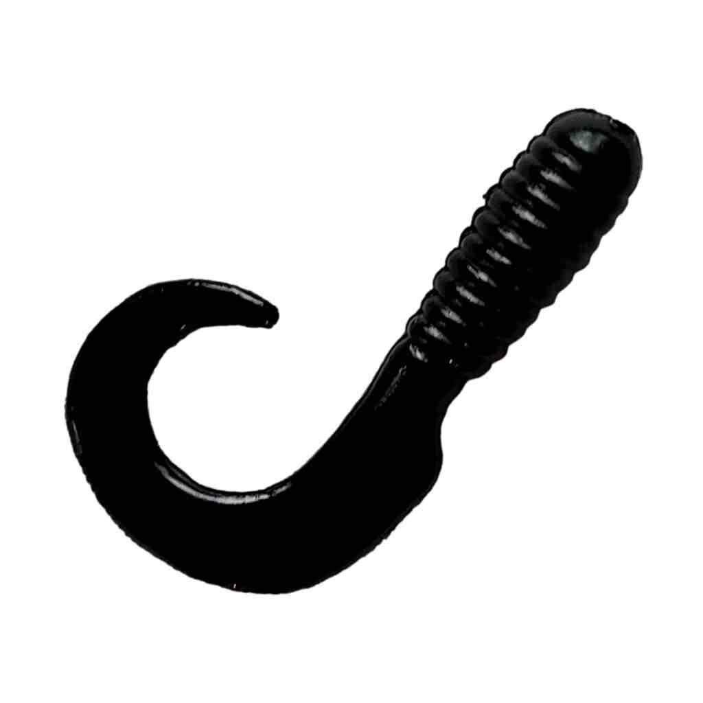 Black Bago Lures Tail Thumper Grub soft plastic fishing lure.