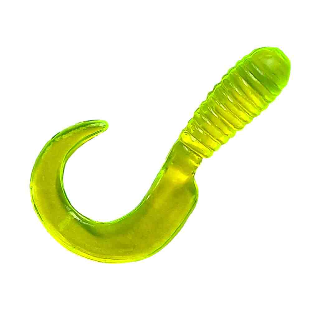 Chartreuse Bago Lures Tail Thumper Grub soft plastic fishing lure.
