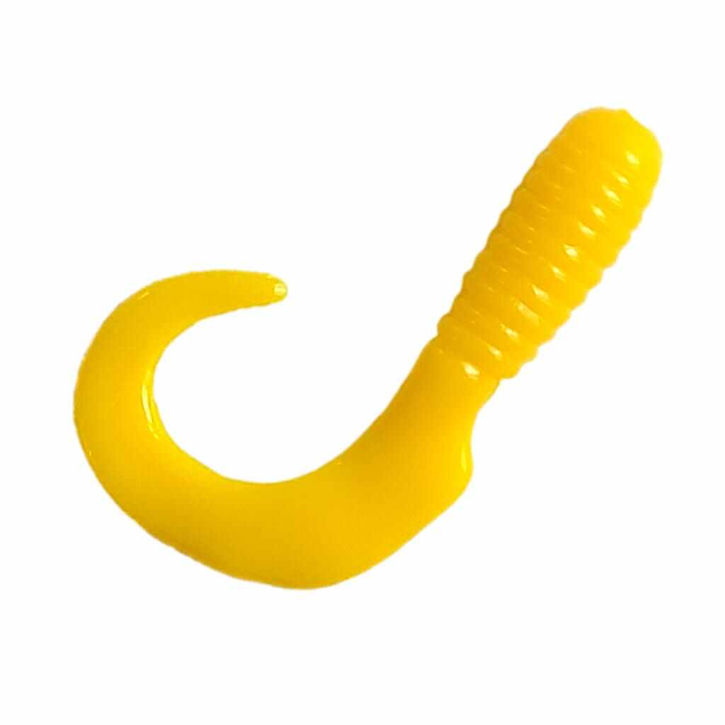 Hot Yellow Bago Lures Tail Thumper Grub soft plastic fishing lure.