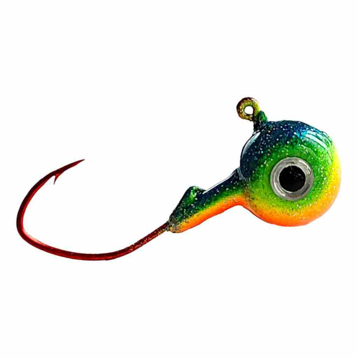 Bago Lures Trophy Chaser Minnow Eye Pill Head Jig in parrot finish.