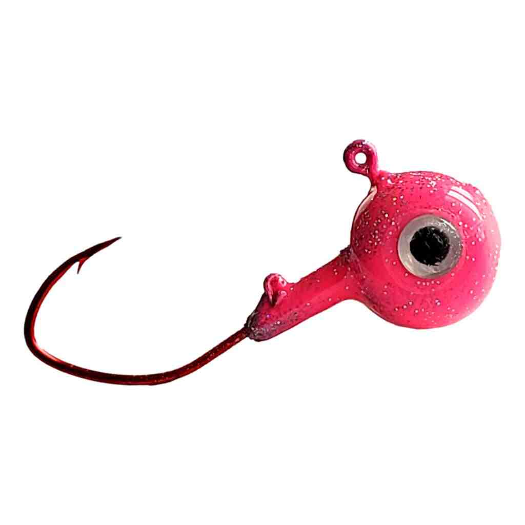 Bago Lures Trophy Chaser Minnow Eye Pill Head Jig in UV Pink Finish. 