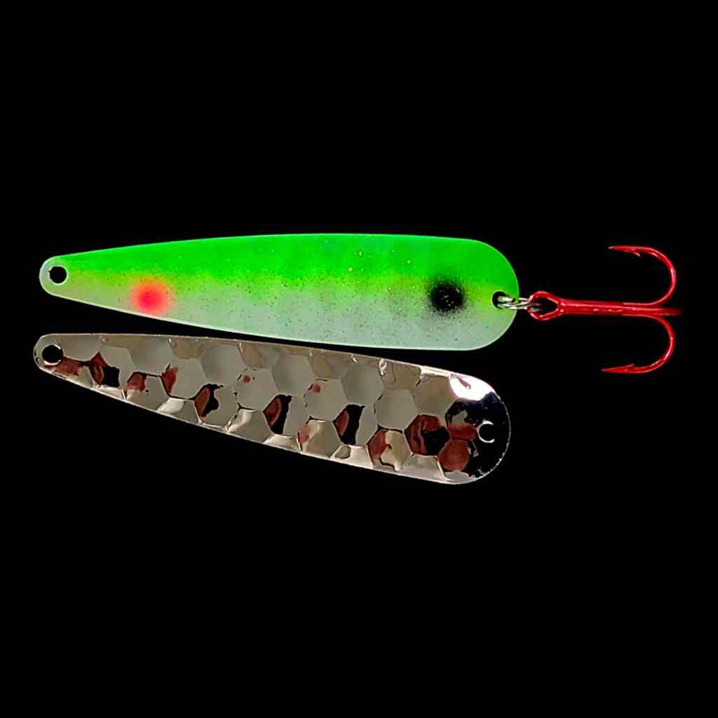 Yellowtail Trolling Flutter Spoon with nickel back.