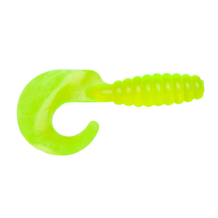 Chartreuse YUM Grub fishing lure. 