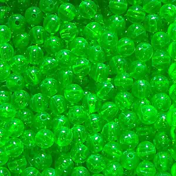 Bago Lures 6mm Transparent Green Round Beads.