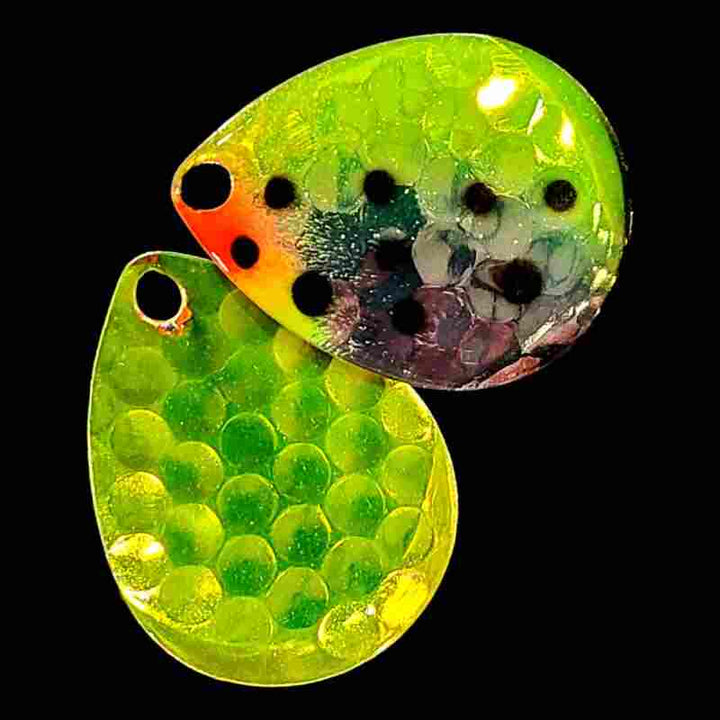 Bago Lures Antifreeze Huckleberry Deep Cup Colorado Blade with antifreeze back.