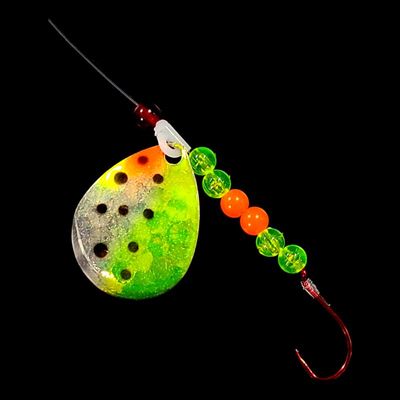 Bago Lures Antifreeze Huckleberry Walleye Whisperer Spinner Rig.
