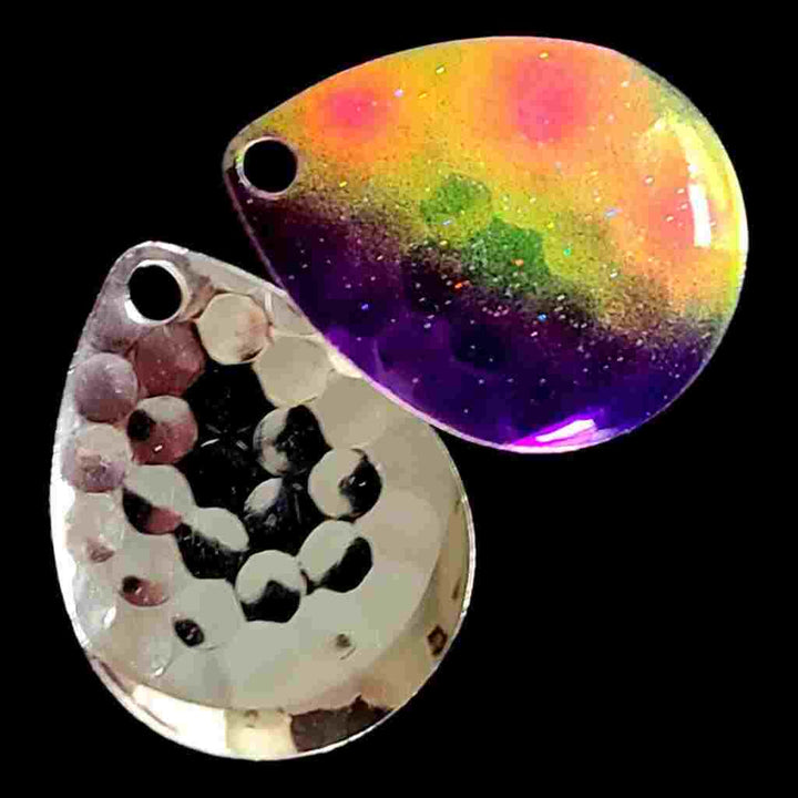 Bago Lures Antifreeze Jelly Deep Cup Colorado Blade with silver back.