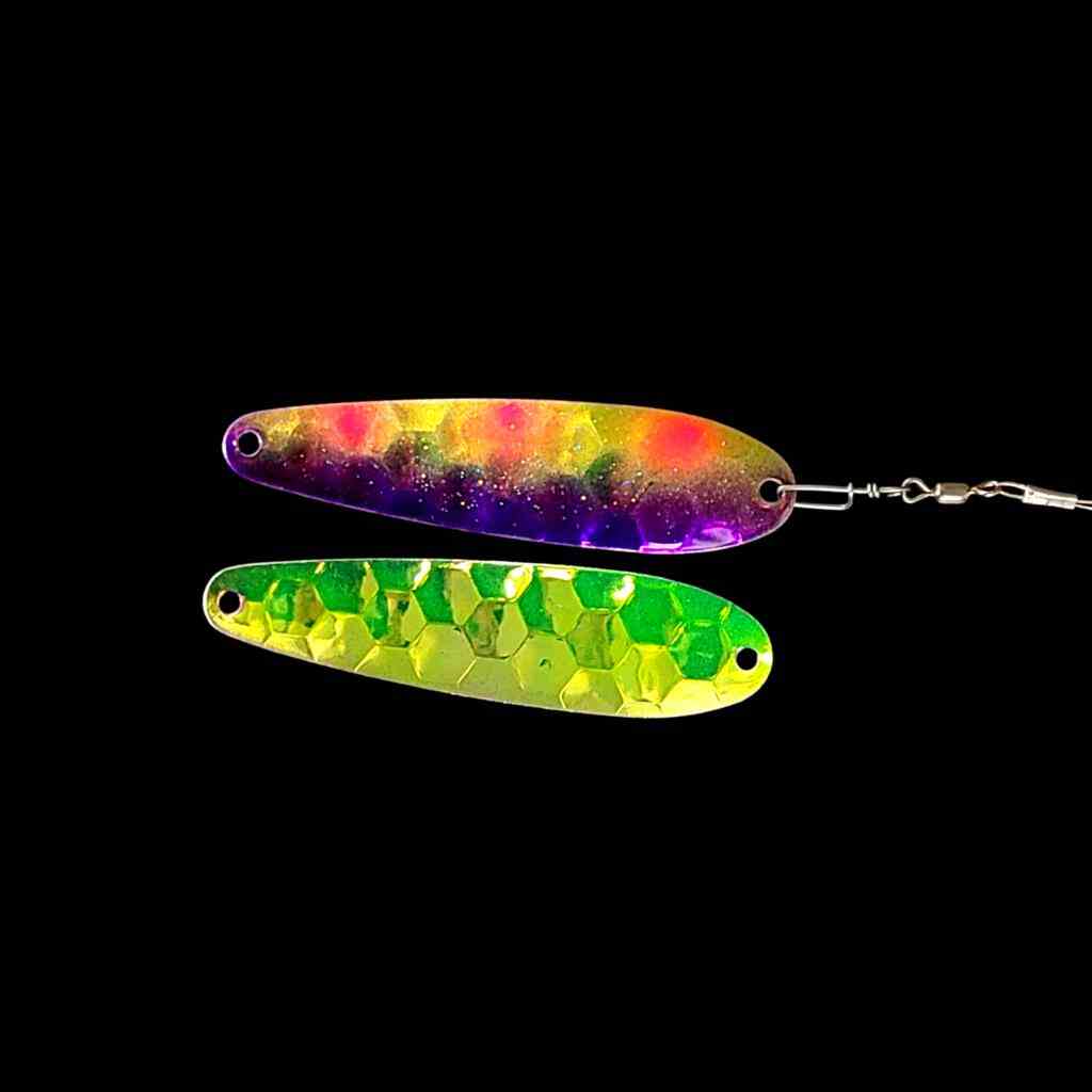 Bago Lures Antifreeze Jelly Spoon Harness with antifreeze back.