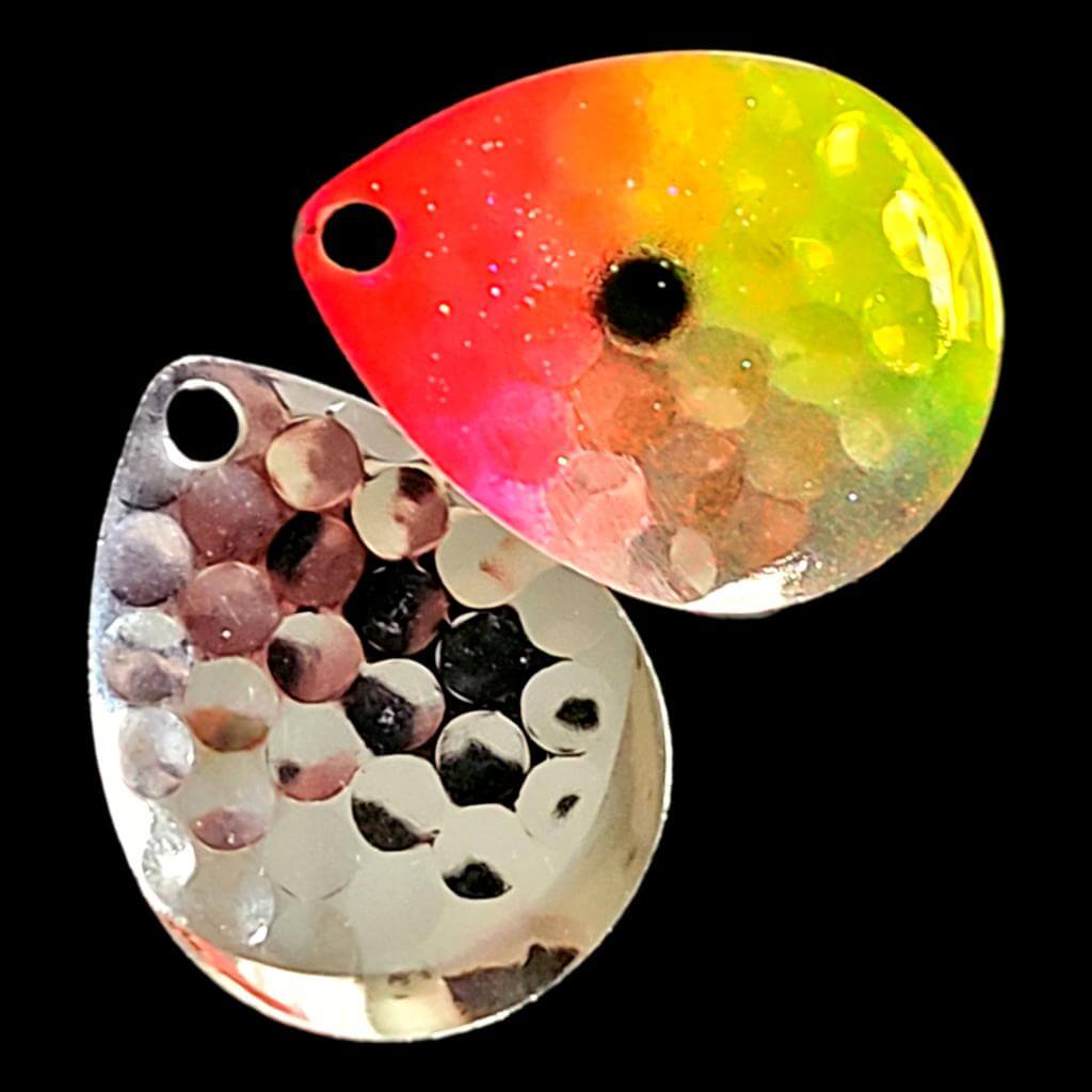 Bago Lures Antifreeze Lemonade Clown Colorado Blade with silver back.