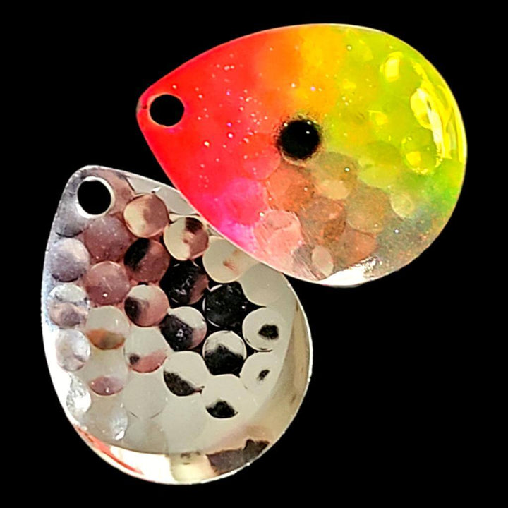 Bago Lures Antifreeze Lemonade Clown Colorado Blade with silver back.