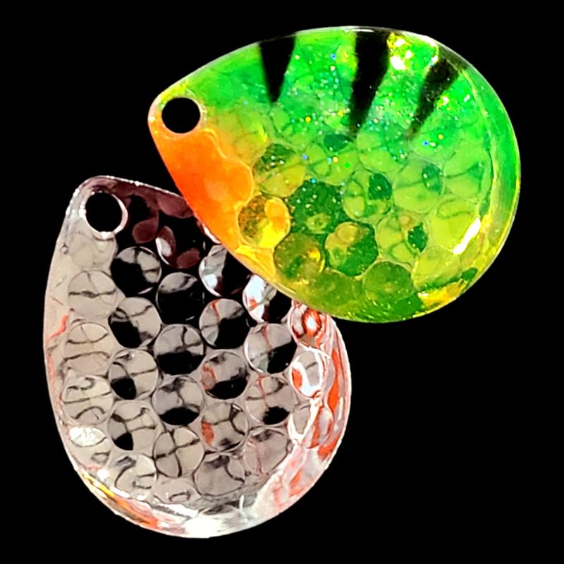 Bago Lures Antifreeze Perch Walleye Whisperer Deep Cup Colorado Blade with silver back.