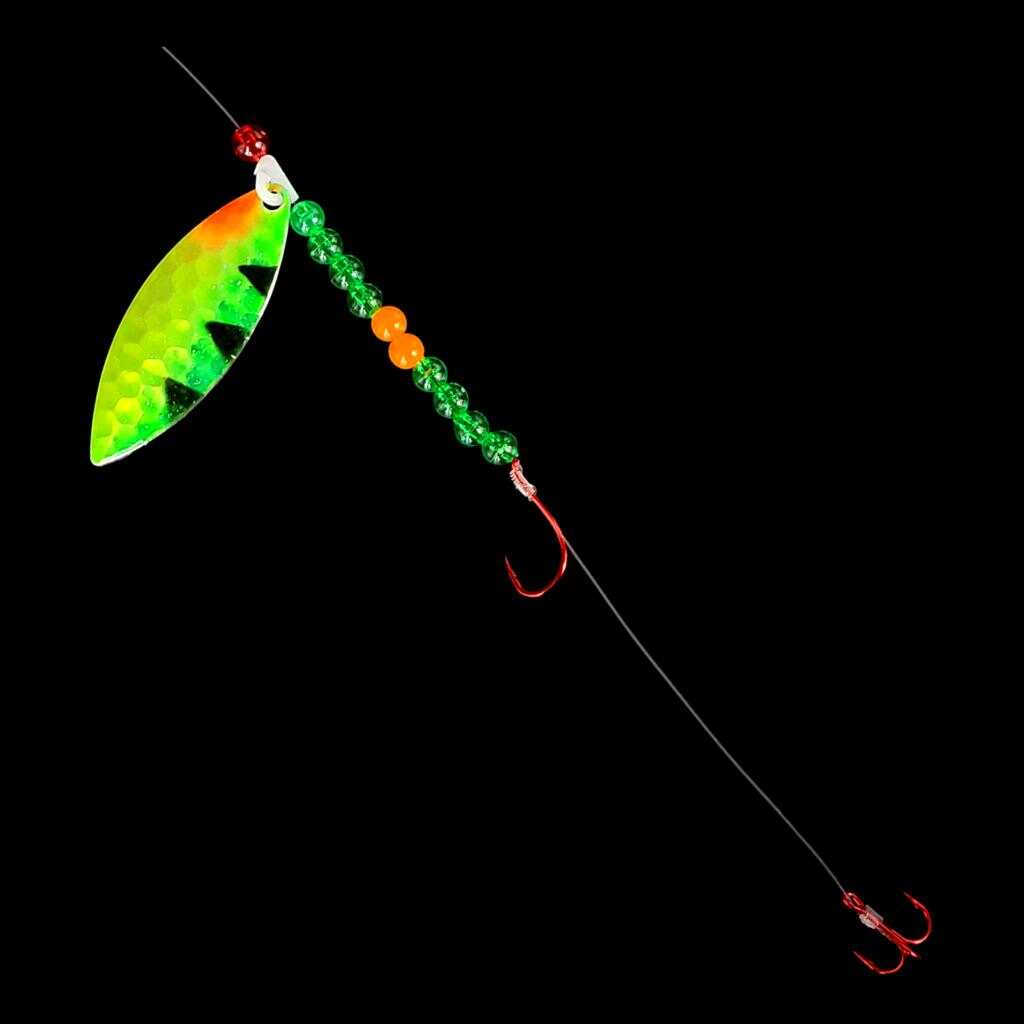 Bago Lures Antifreeze Perch Willow Leaf Blade Crawler Harness with treble hook.