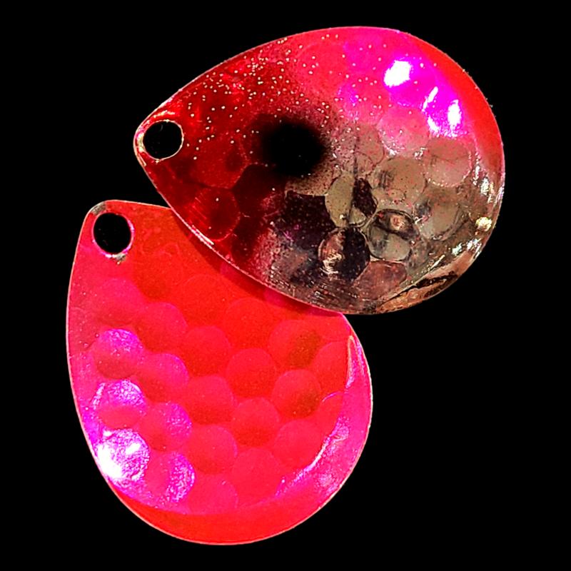 Bago Lures Antifreeze Pink Clown Walleye Whisperer Deep Cup Colorado Blade with antifreeze pink back.