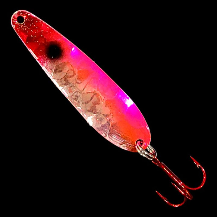 Bago Lures Antifreeze Pink Clown Walleye Whisperer Flutter Spoon.