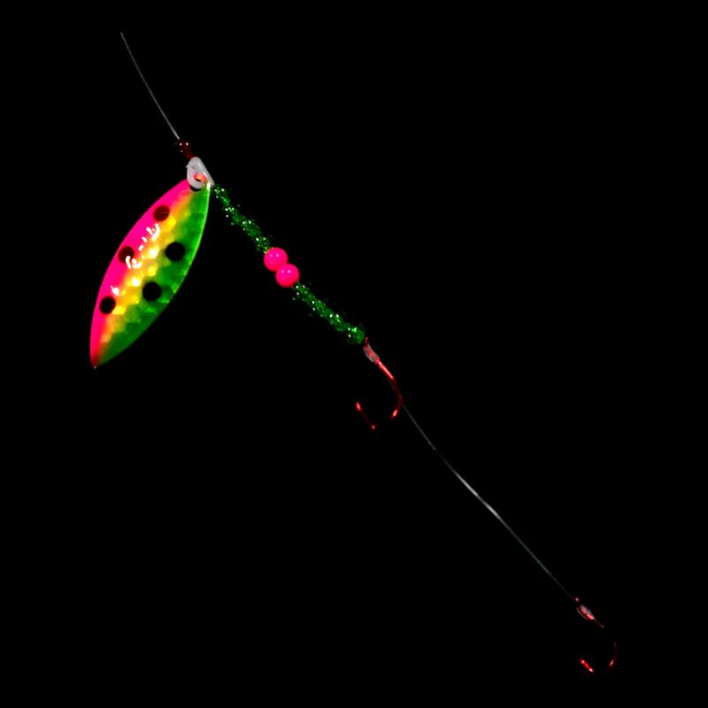 Bago Lures Antifreeze Watermelon Walleye Whisperer Willow Leaf Blade Crawler Harness.