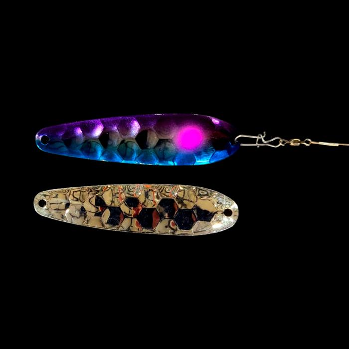 Bago Special Crawler Dancer Spoon Harness with silver back.