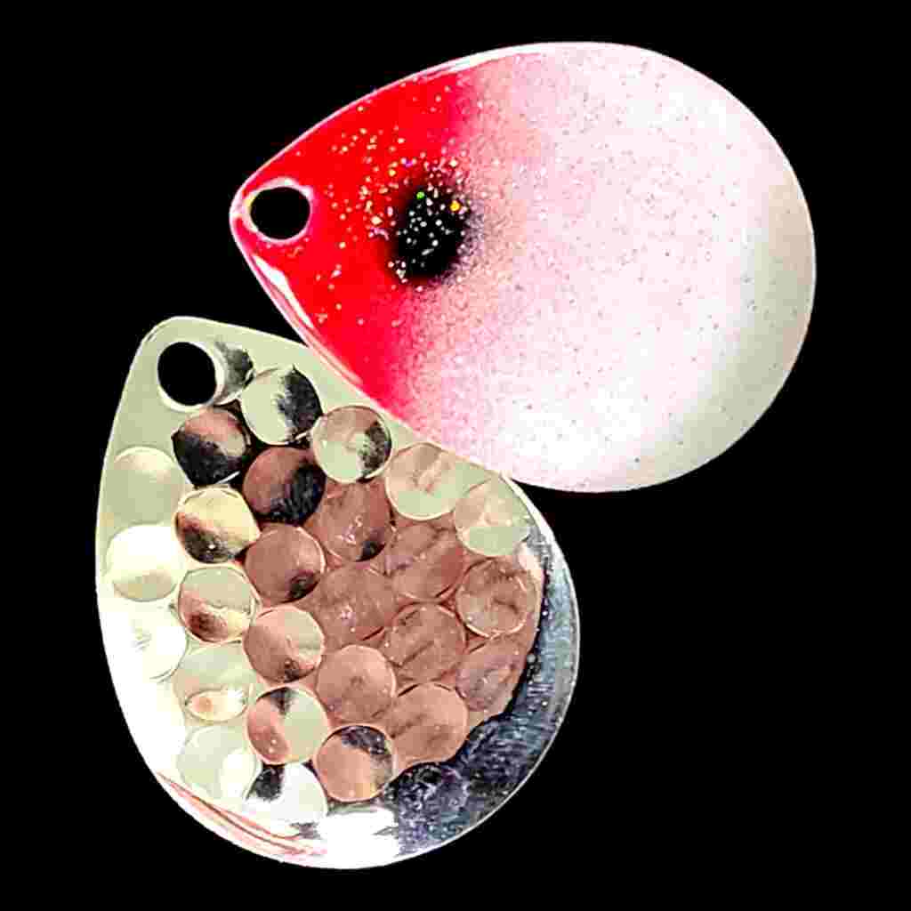 Bago Lures Bloody Nose Deep Cup Colorado Blade with silver back.