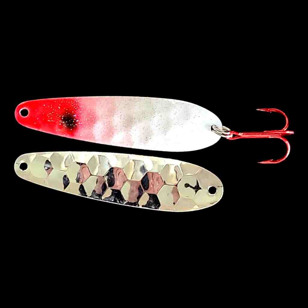 Bago Lures Bloody Nose Flutter Spoon with silver back.
