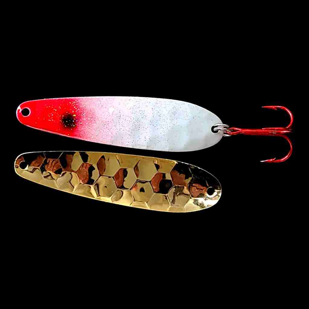 Bago Lures Bloody Nose Flutter Spoon with gold back.