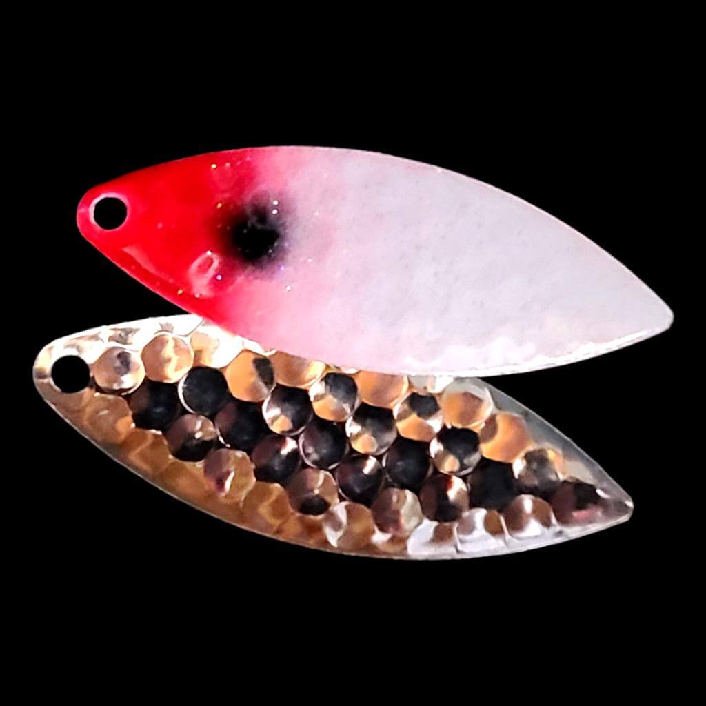 Bago Lures Bloody Nose Willowleaf Spinner Blade with silver back.