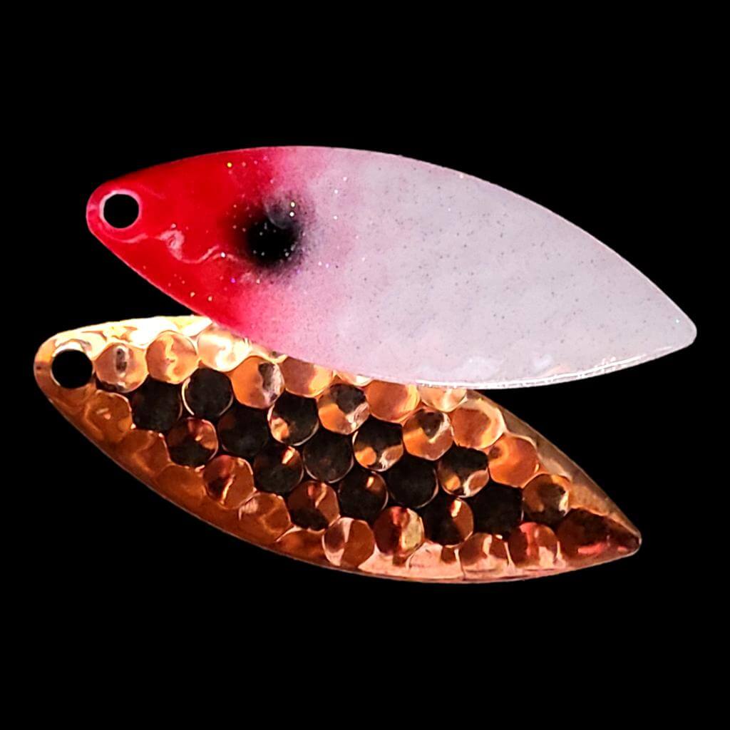 Bago Lures Bloody Nose Willowleaf Spinner Blade with copper back.