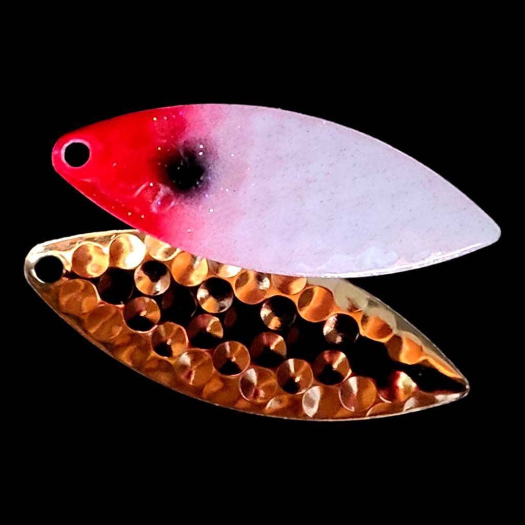 Bago Lures Bloody Nose Willowleaf Spinner Blade with gold back.