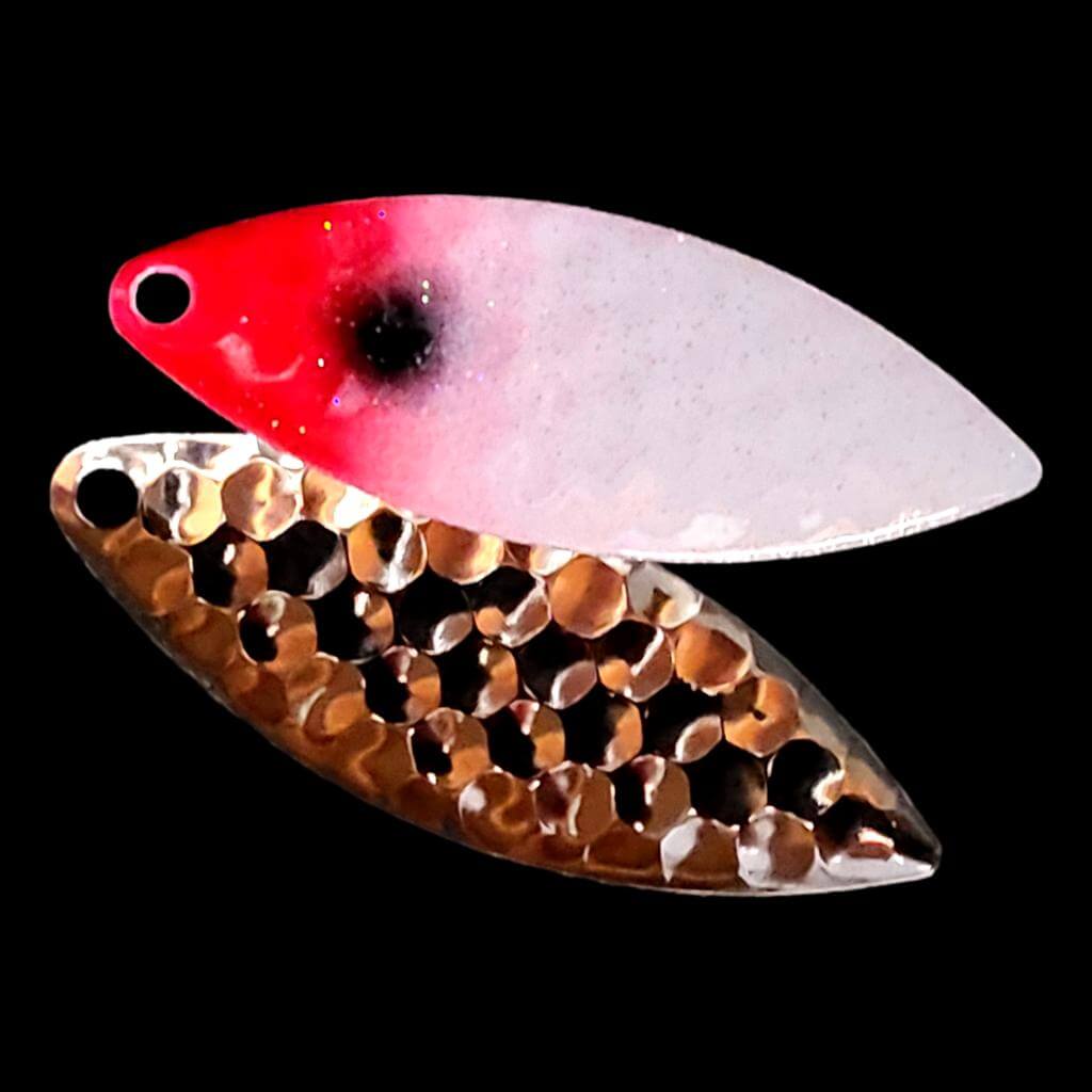 Bago Lures Bloody Nose Willowleaf Spinner Blade with nickel back.