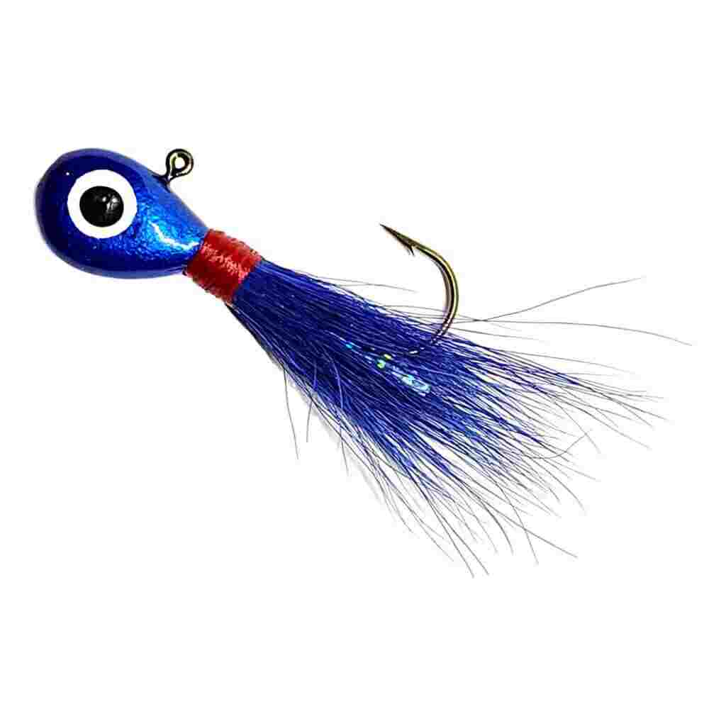 Bago Lures Blue Flat Head Bucktail Jig.