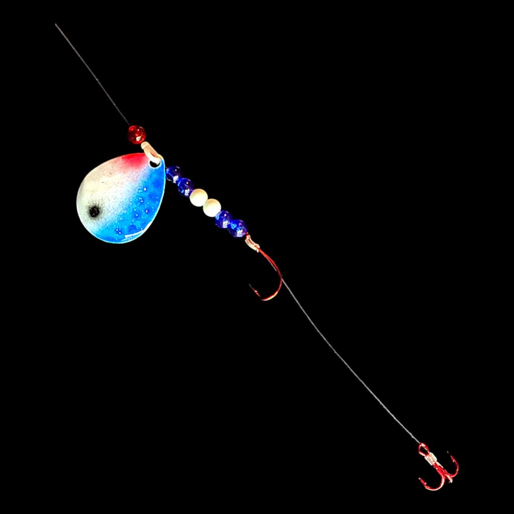 Bago Lures Blue Shad Crawler Harness with treble hook.