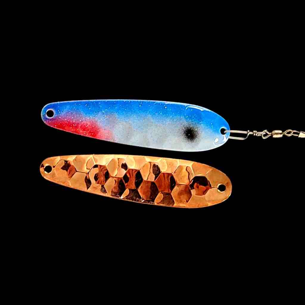 Bago Lures Blue Shad Spoon Harness with copper back.