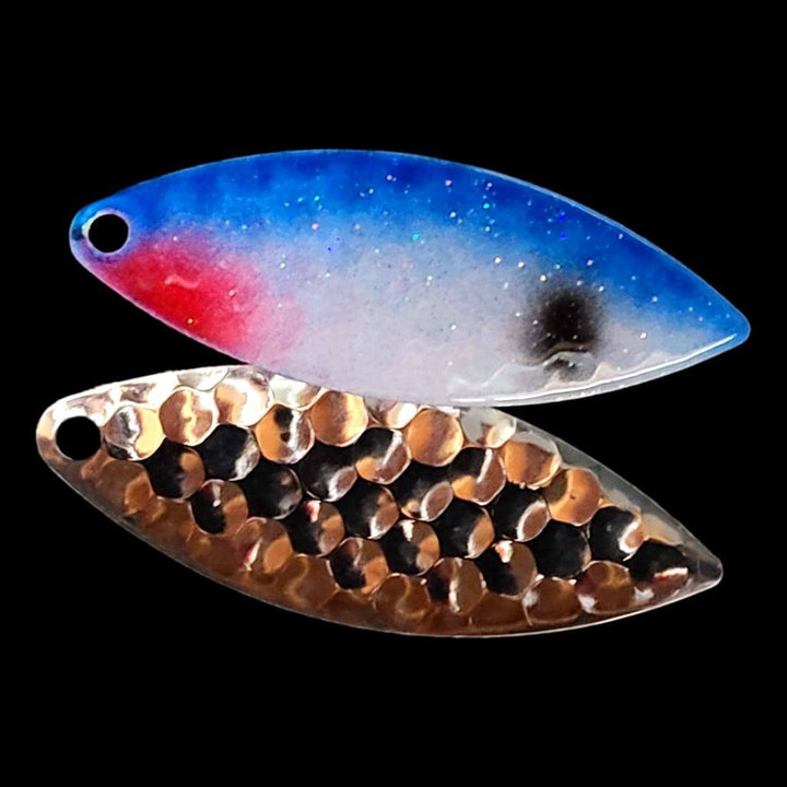 Bago Lures Blue Shad Willowleaf Spinner Blade with silver back.