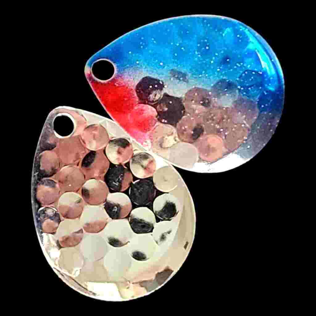 Bago Lures Blue Shiner Deep Cup Colorado Blade with silver back.