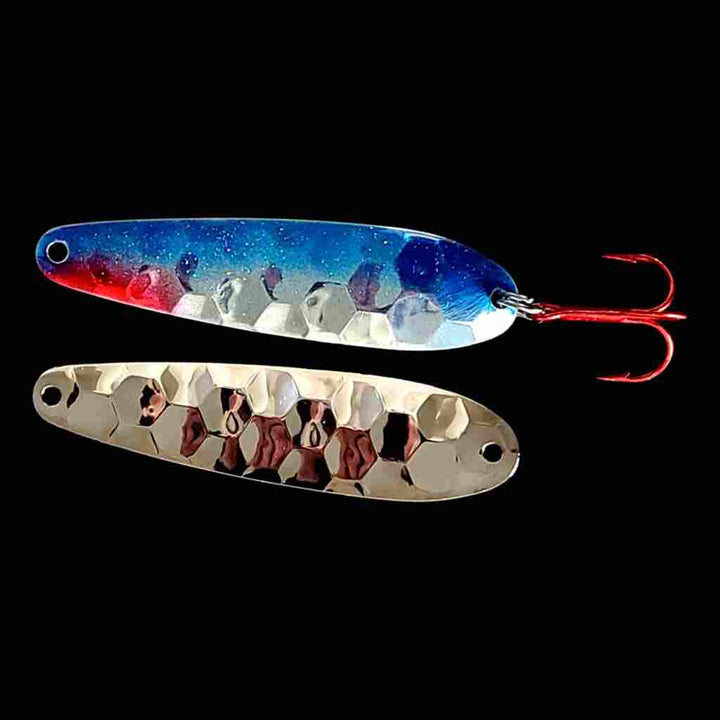 Bago Lures Blue Shiner Flutter Spoon with nickel back.