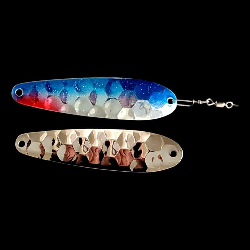Bago Lures Blue Shiner Spoon Harness with nickel back.