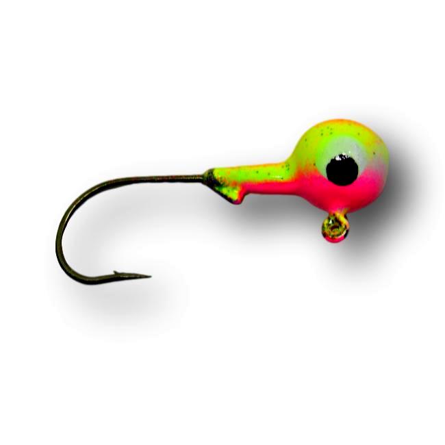 Bago Lures Bubble Gum Trophy Chaser Round Head Jig with bait keeper barb.