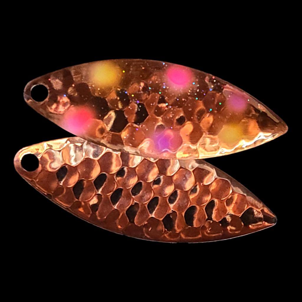 Bago Lures Confusion Willowleaf Spinner Blade with copper back.