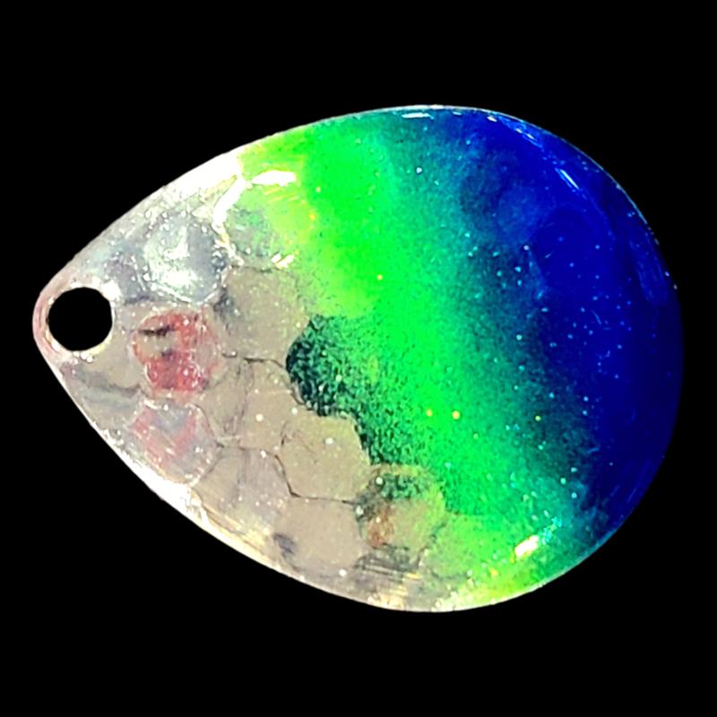 Bago Lures Double UV Blue Flash Walleye Whisperer Deep Cup Colorado Blade.