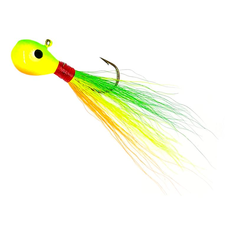 Bago Lures Firetiger Trophy Chaser Flat Head Bucktail Jig.