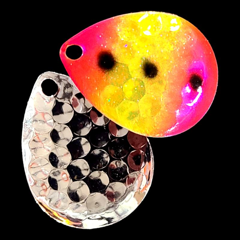 Bago Lures Freeze Out Walleye Whisperer Deep Cup Colorado Blade with silver back.