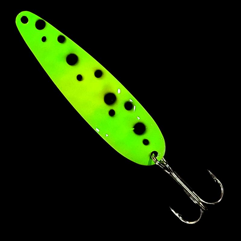 Bago Lures Glow Green Froggy Salmon Whisperer Trolling Spoon.