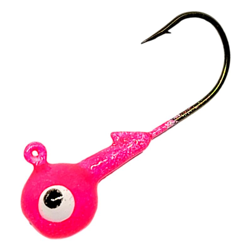 Bago Lures Glow Hot Pink Trophy Chaser Round Head Jig with Bait Keeper Barb.