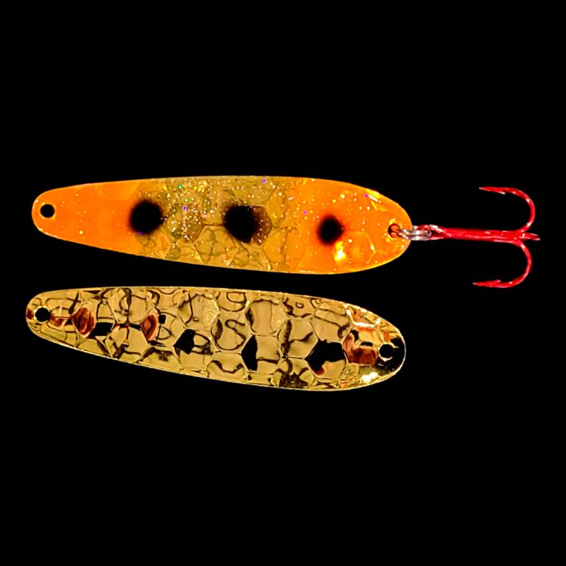 Bago Lures Gold Rush Walleye Whisperer Flutter Spoon with gold back.