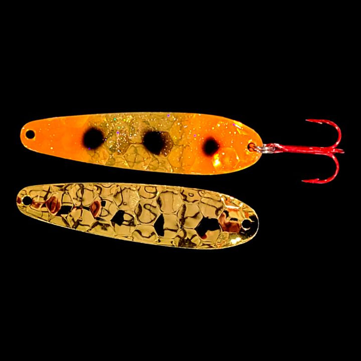 Bago Lures Gold Rush Walleye Whisperer Flutter Spoon with gold back.