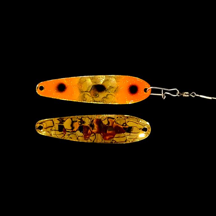 Gold Rush Crawler Dancer Spoon Harness with gold back.