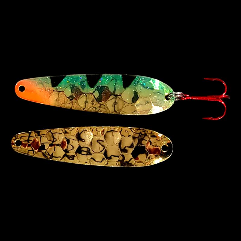 Bago Lures Golden Perch Walleye Whisperer Flutter Spoon with gold back.