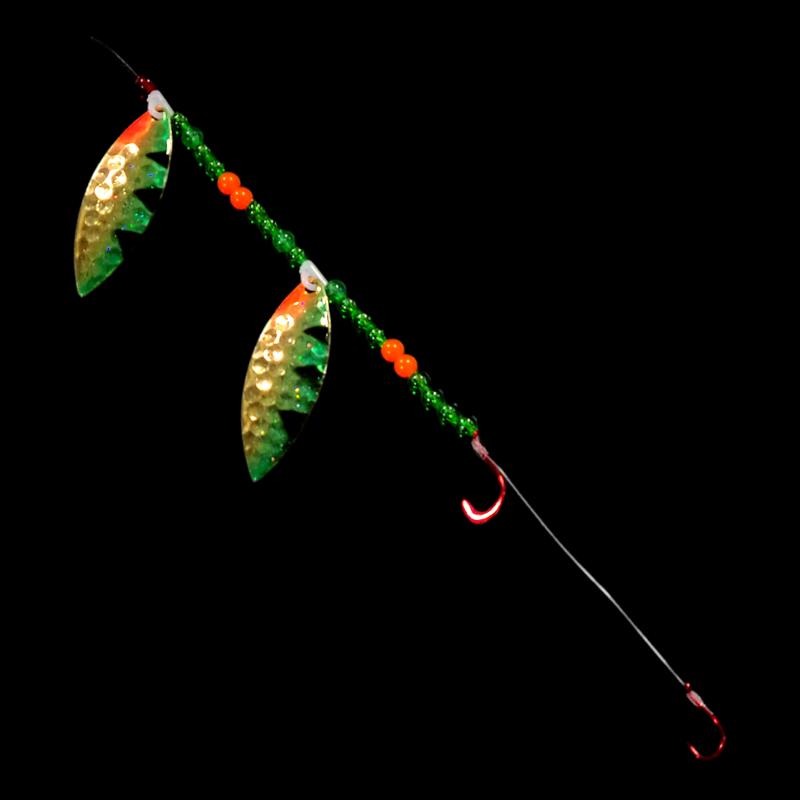 Bago Lures Golden Perch Walleye Whisperer Tandem Willow Leaf Blade Crawler Harness.