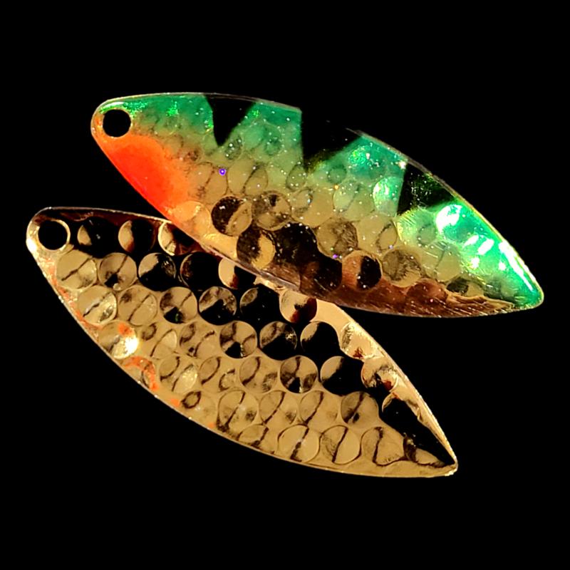 Bago Lures Golden Perch Walleye Whisperer Willow Leaf Spinner Blade with gold back.