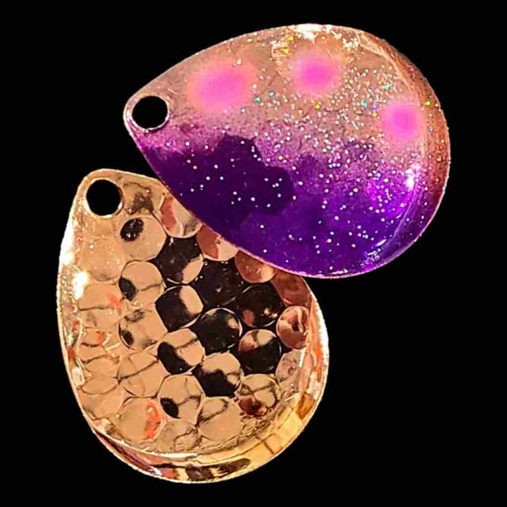 Bago Lures Grape Jelly Deep Cup Colorado Blade with copper back.