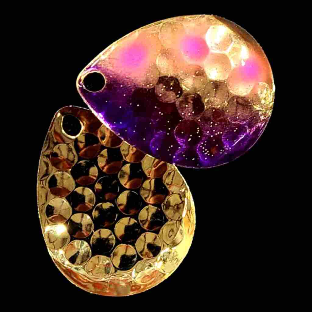 Bago Lures Grape Jelly Deep Cup Colorado Blade with gold back.